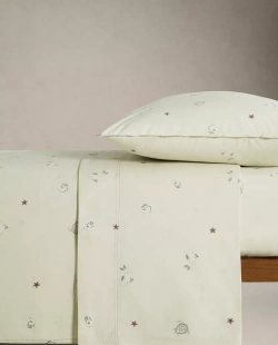 ZARA HOME ДЕТСКАЯ ПРОСТЫНЯ НА РЕЗИНКЕ С МОРСКИМИ МОТИВАМИ, СВЕТЛО-ЗЕЛЕНЫЙ