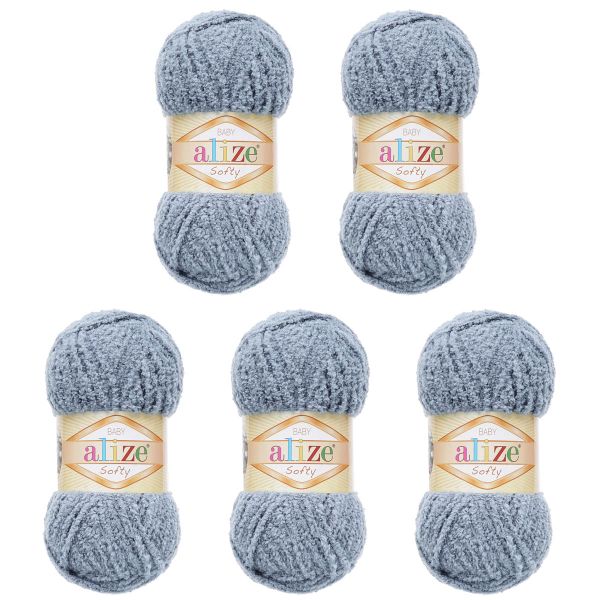 Пряжа Alize (Ализе) Softy / уп.5 мот. по 50 г, 115м, 119 серое небо A