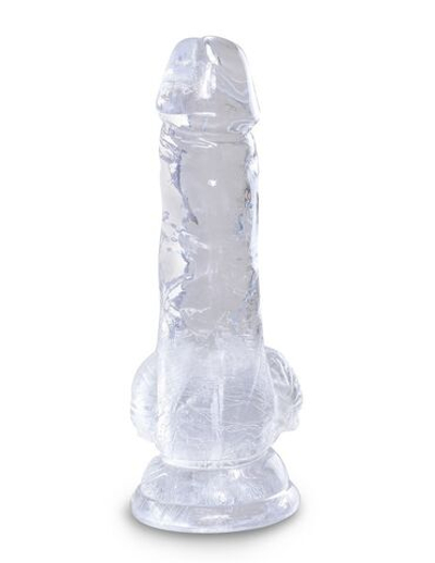 Прозрачный фаллоимитатор King Cock Clear 5 Cock with Balls - 15,2 см. (Цвет: прозрачный)
