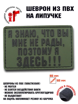 Нашивка,шеврон "Я знаю что вы мне не рады, поэтому я здесь"