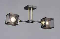Люстра потолочная Rilon 6400/2 BK+COP, 2×40 Вт, чёрная и латунная