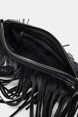 ZARA СУМКА С БАХРОМОЙ, ЧЕРНЫЙ