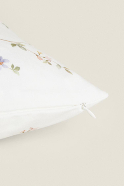 ZARA HOME ХЛОПКОВЫЙ ЧЕХОЛ ДЛЯ ДЕКОРАТИВНОЙ ПОДУШКИ С ПРИНТОМ, ЭКРЮ