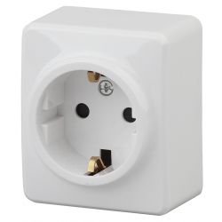Розетка ЭРА Эксперт 11-2204-01 с заземлением 2P+E Schuko со шторками 16A-250В IP20 ОУ белый | Эра Эксперт