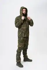 Костюм флисовый прямого кроя Зеленый пиксель (куртка+брюки) Турист RIP-STOP Флис