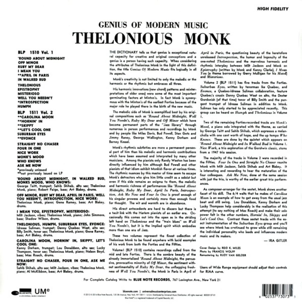 Thelonious Monk / Genius Of Modern Music Vol. 1 (LP)