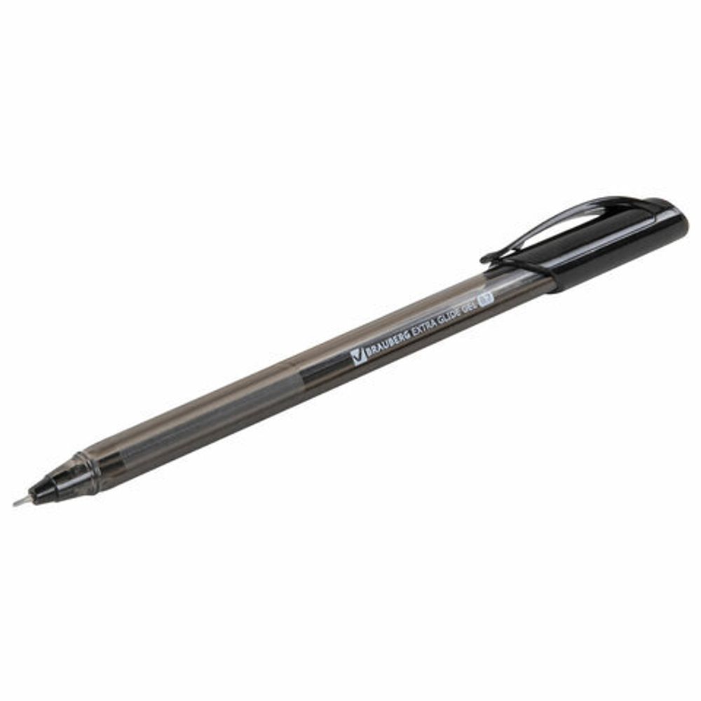 Ручка гелевая BRAUBERG "Extra Glide Gel", 1шт, ЧЕРНАЯ, трехгранная, игольчатый наконечник 0,7 мм, линия 0,5 мм, 144077