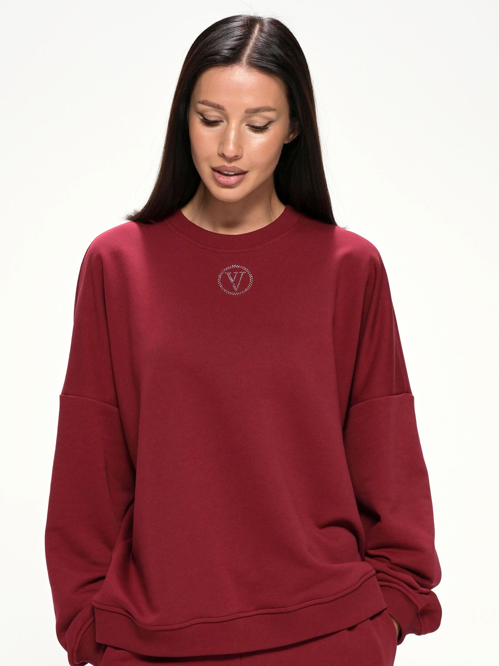 Костюм oversize в стиле спорт шик, 713.9059.91.04, цвет бордо