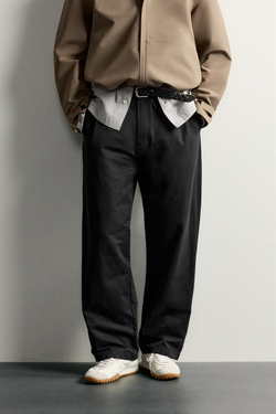 ZARA МЯГКИЕ БРЮКИ RELAXED FIT, ЧЕРНЫЙ