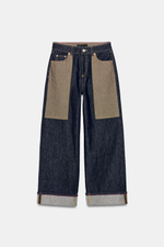 ДЖИНСЫ Z1975 С КОМБИНИРОВАННОЙ ТКАНЬЮ, ВЫСОКОЙ ПОСАДКОЙ И ОТВОРОТАМИ — ZARA