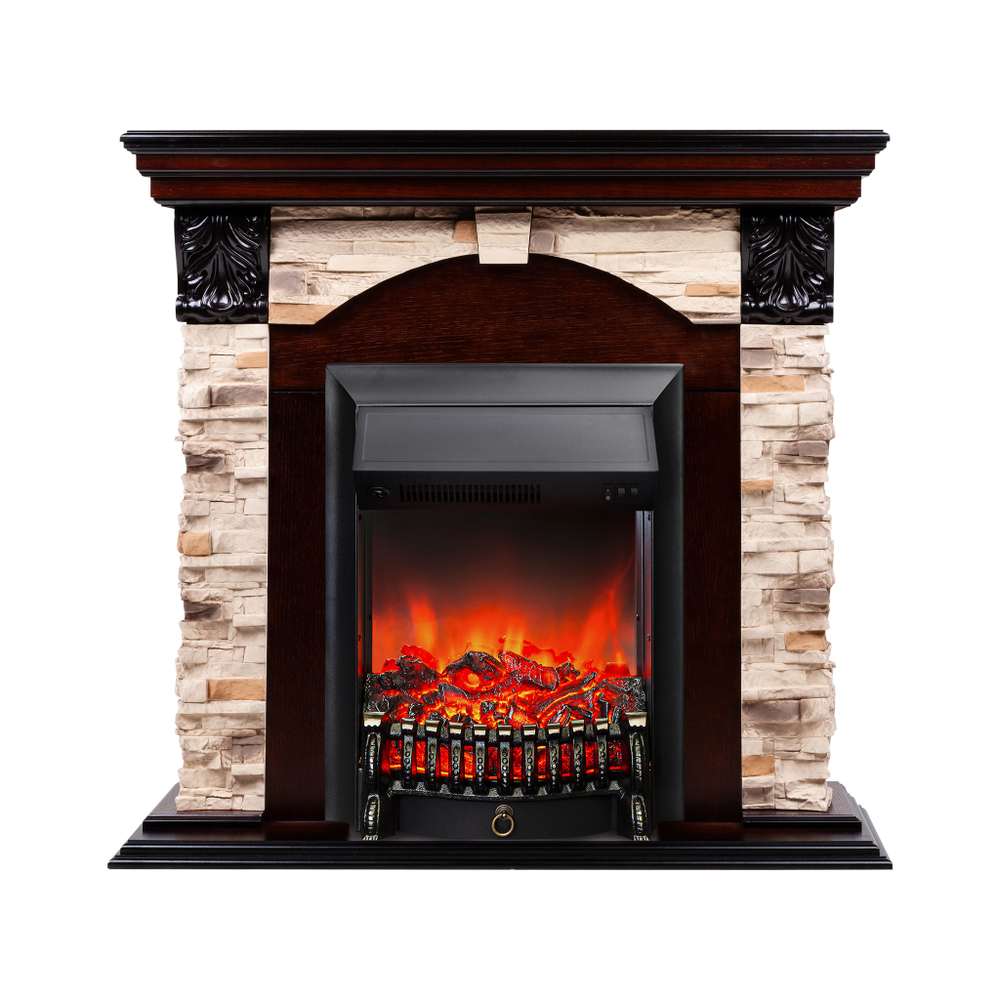 Каминокомплект Real Flame Dublin Rock AO с очагом Fobos Lux Black (без пульта)