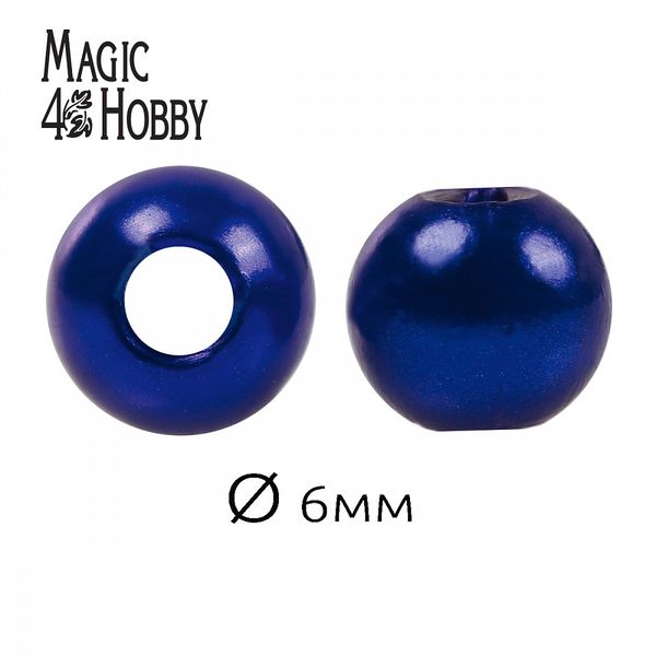 Бусины пластик (перламутр) ⌀6 мм, цв.A33 синий, уп.50г (483 шт), Magic4Hobby