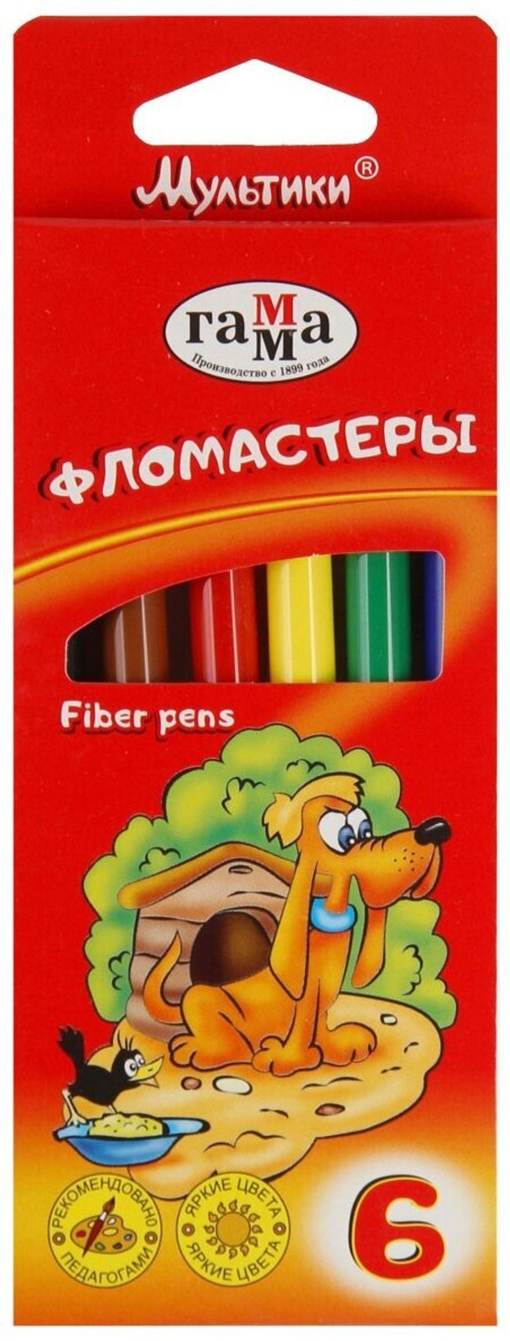 Фломастеры ГАММА "Мультики", 6 цветов, вентилируемый колпачок, картонная упаковка, 180319_03