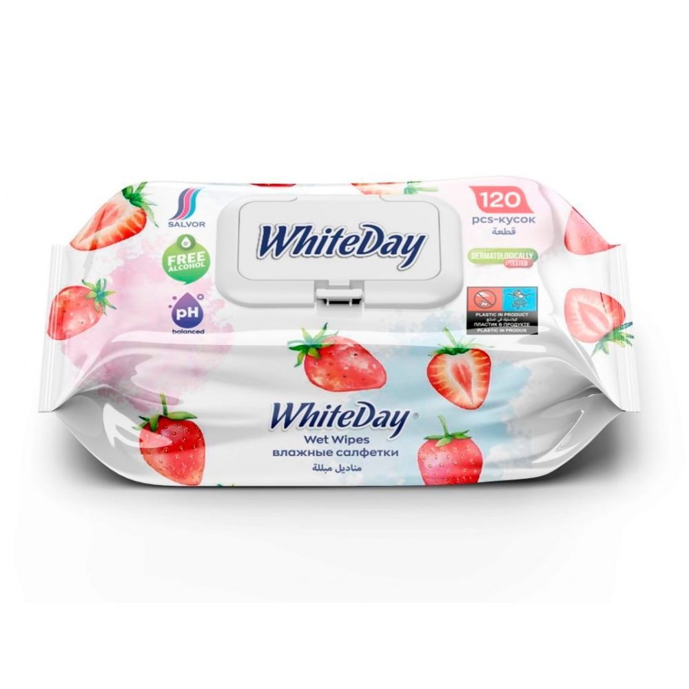 ХМ Вл. Салфетки 120шт WhiteDay Клубника