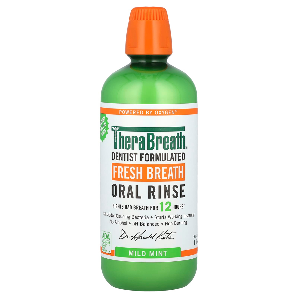 TheraBreath, Ополаскиватель для полости рта Fresh Breath, мягкая мята, 1 л (33,8 жидк. унц.)