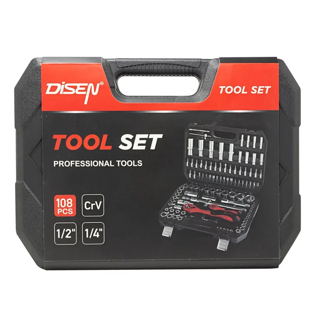 Набор инструментов 108пр.1/4''1/2''(6гр.)(4-32мм) DISEN DS-41082-5