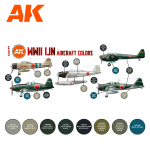 Набор красок AK interactive WWII IJN Aircraft Colors Set 3G, 8 красок