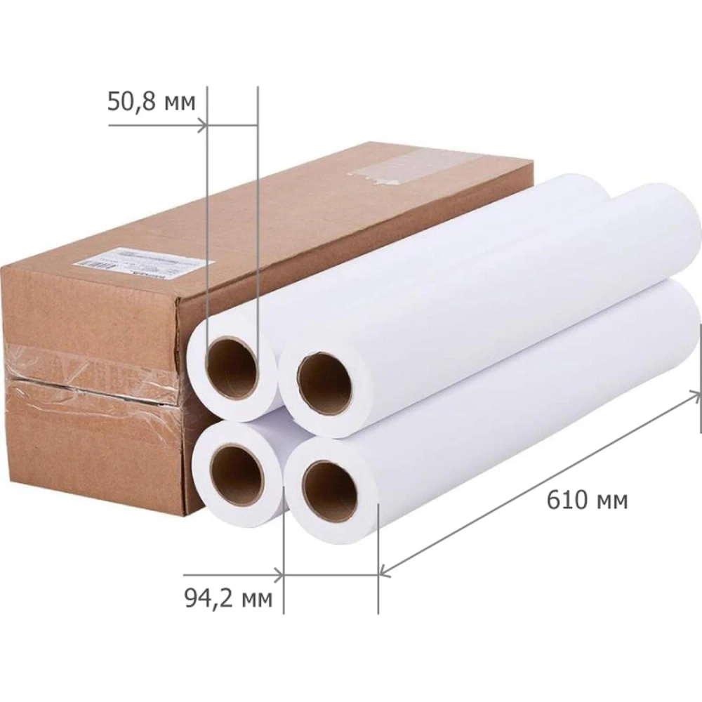 Бумага широкоформатная Комус (ProMega engineer) 120 г/кв.м, длина 30 м, ширина 610 мм, диаметр втулки 50.8 мм, 4 рулона в упаковке