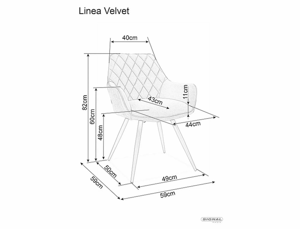 Стул SIGNAL LINEA Velvet Bluvel 19 черный/черный