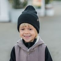 Шапка хлопковая двухслойная с отворотом "Уголь"