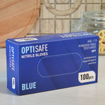 Перчатки нитриловые L неопудренные (100шт), голубые, Optisafe