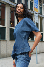 Джинсовый топ с платочным низом - H&M