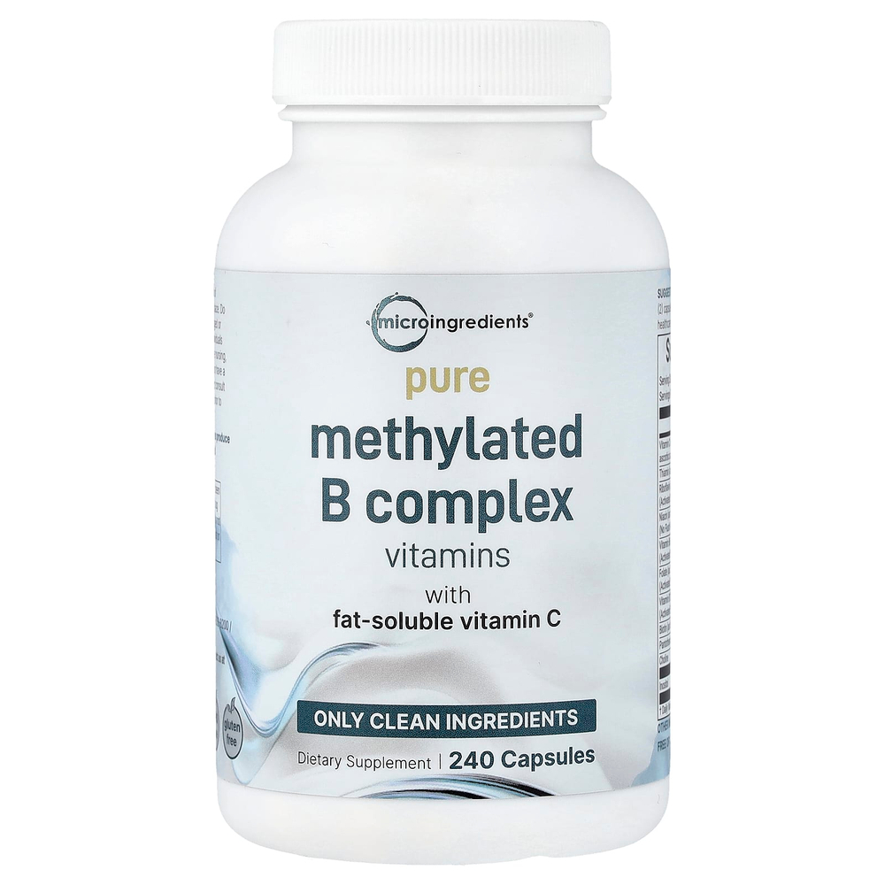 Micro Ingredients, комплекс чистых метилированных витаминов группы B с витамином C, 240 капсул