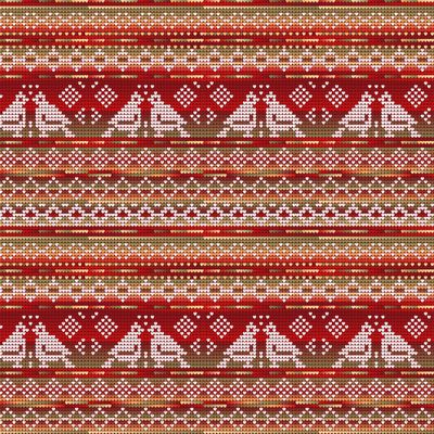 Рождество моей бабули №3. Птички на красном поле
