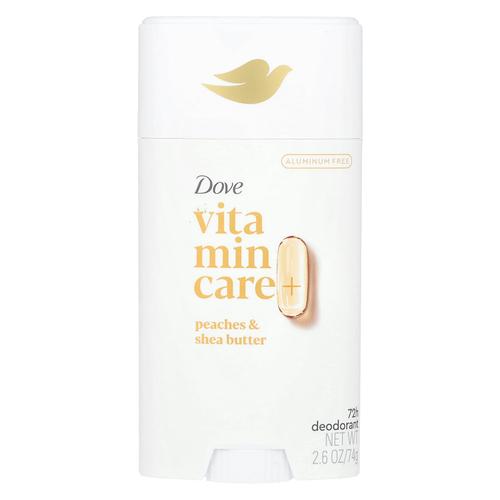 Dove, Vitamin Care + дезодорант, персики и масло ши, 74 г (2,6 унции)