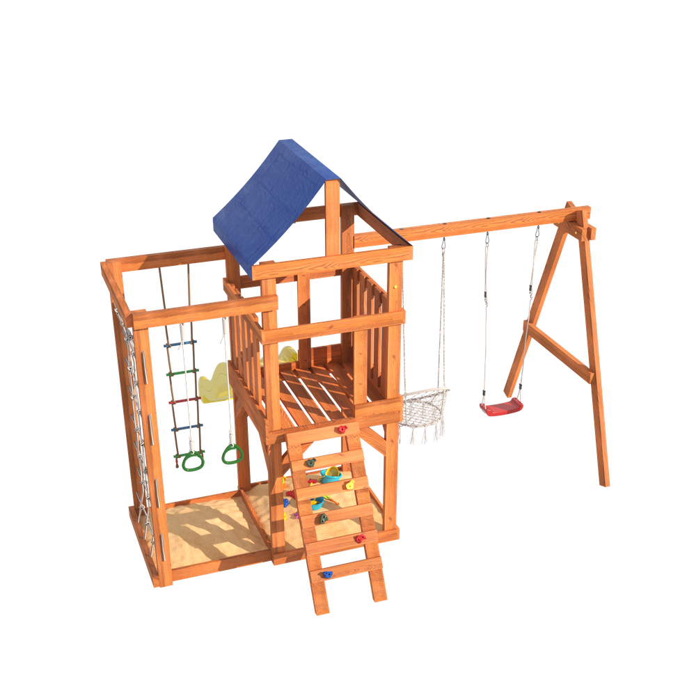 Детская площадка Fun Land с сеткой стенкой и плетенным креслом