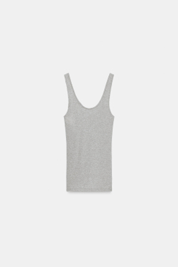 ZARA ТОП С БЛЕСТЯЩЕЙ НИТЬЮ, СЕРЫЙ МЕЛАНЖ