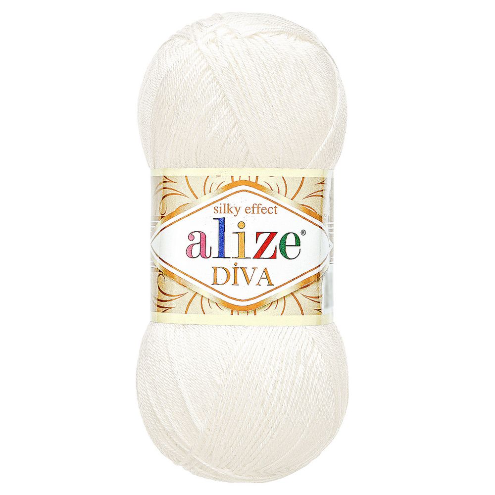 Пряжа Alize (Ализе) Diva / уп.5 мот. по 100 г, 350м, 1055 сахарно-белый A