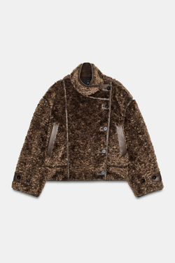 ZARA КОМБИНИРОВАННАЯ КУРТКА, КОРИЧНЕВЫЙ