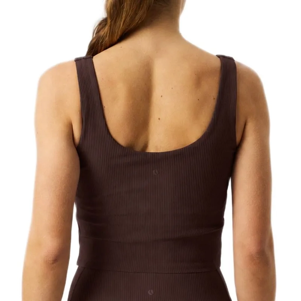 Женский топ теннисный Björn Borg Studio Ribbed V-Neck - coffee bean