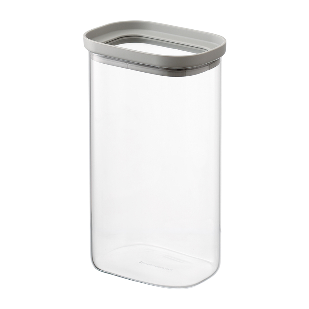 Банка для хранения прямоугольная Vacuum Glass, 1,25 л | светло-серая