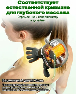 Массажер электрический, для шеи, плеч, спины, ног, 4D, с подогревом