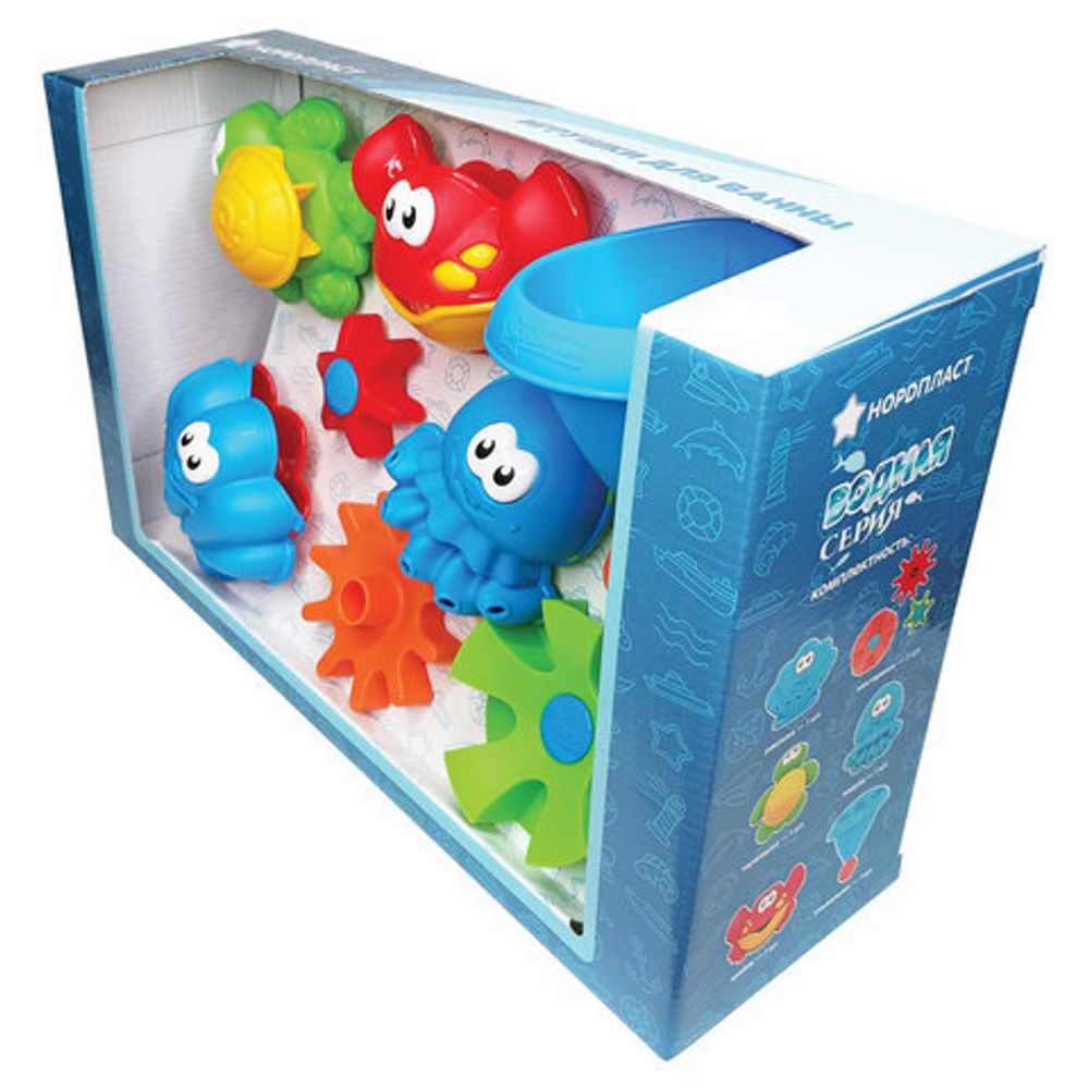 Игрушки для ванны в наборе, пластиковые, 6 шт., НОРДПЛАСТ, 741