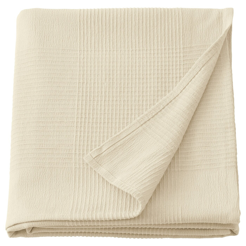 IKEA INDIRA (ИКЕА ИНДИРА) — Покрывало, натуральный/отбеленный хлопок, 150x250 см