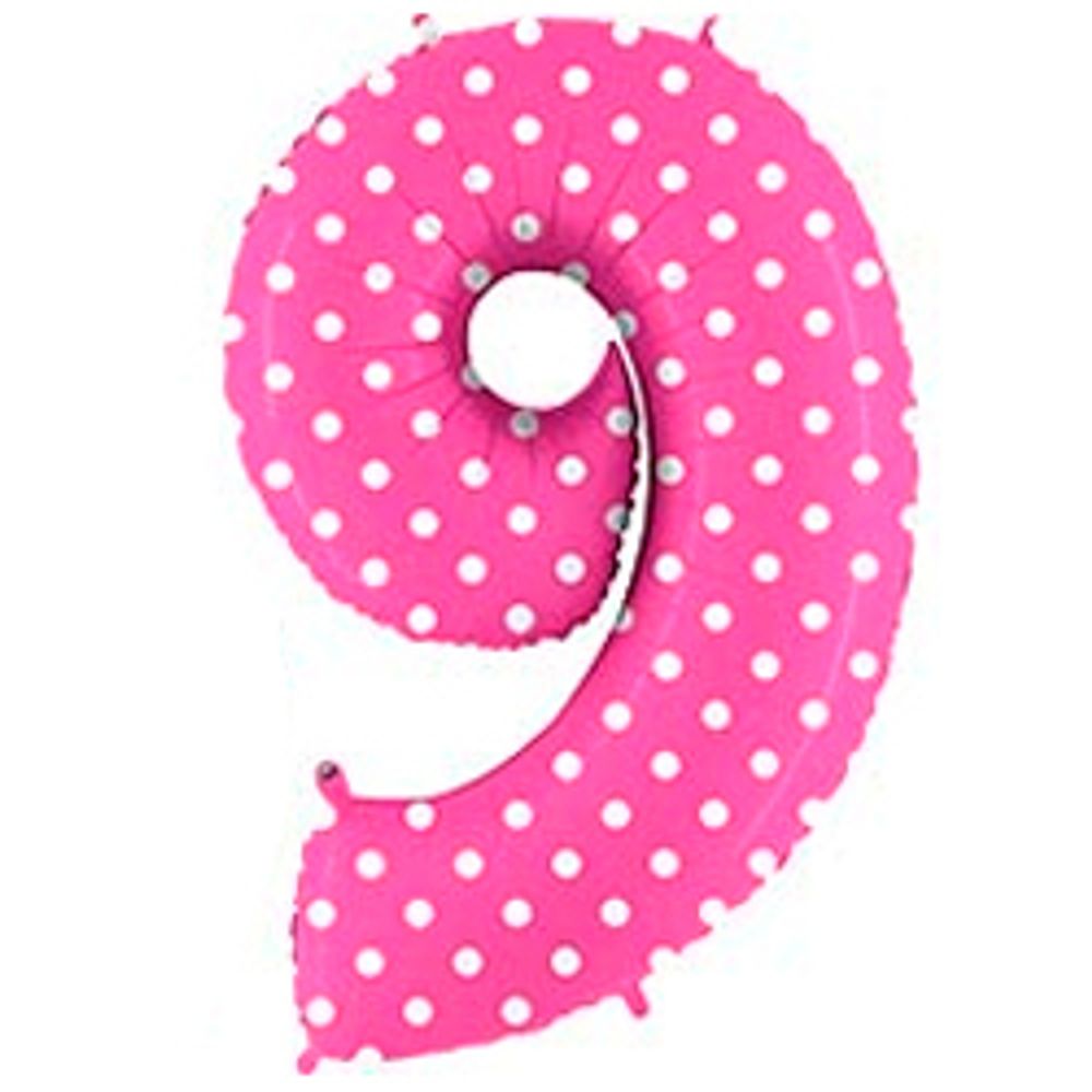 Цифра "9" горошек (розовый)