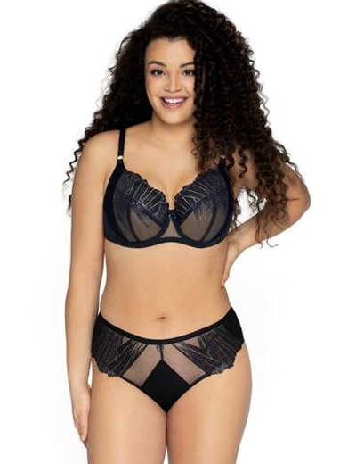 Бюстгальтер plus size на косточках с блестящими элементами (Размер: 95G) (Цвет: черный)