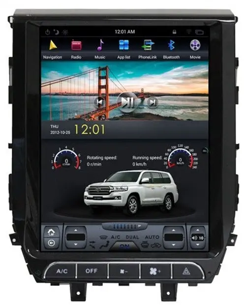 Магнитола для Toyota Land Cruiser 200 2015-2021 (без JBL) - Kuberg ZF-1205-Q6 вертикальный экран в стиле "Тесла" на Android 11, CarPlay, 4G SIM-слот