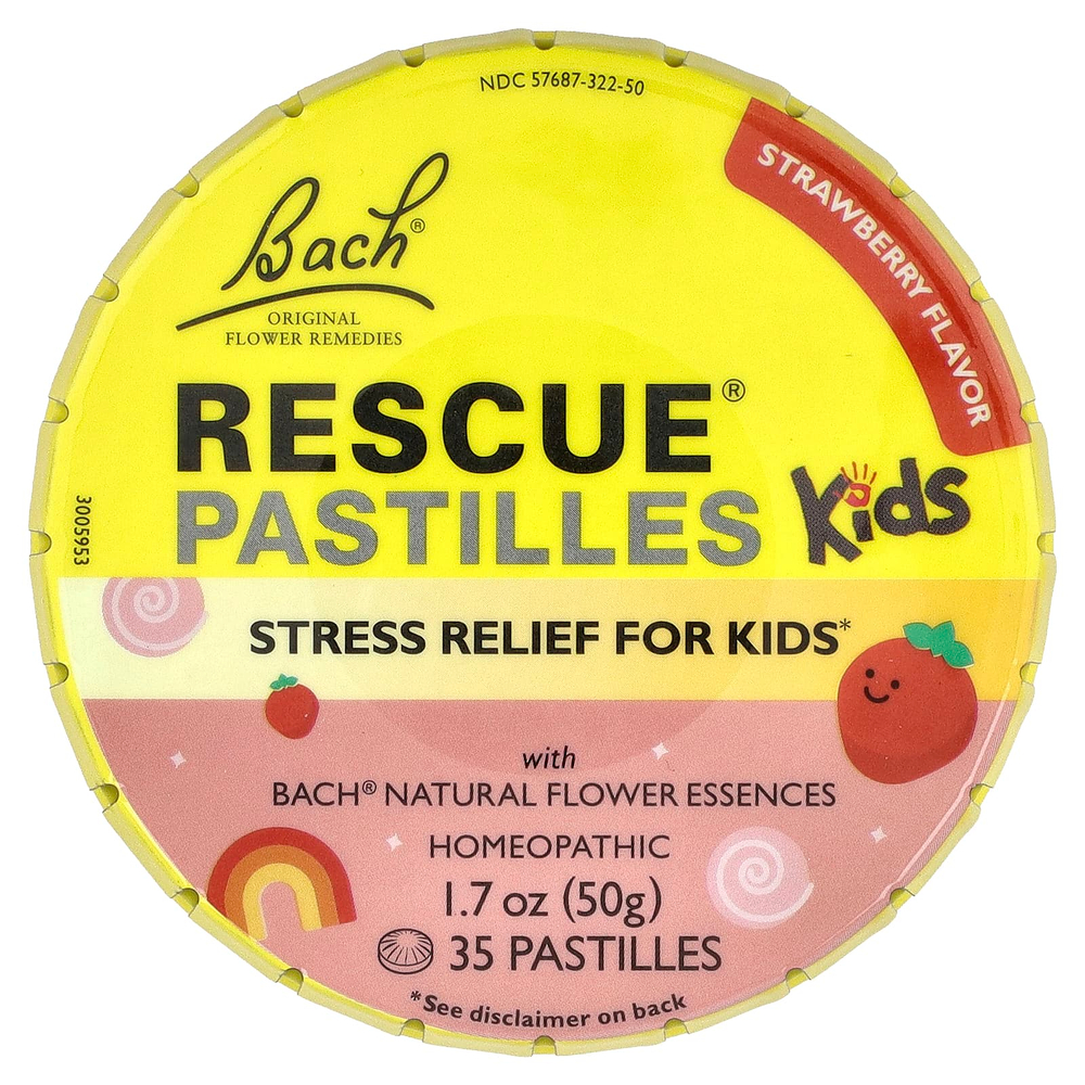 Bach, Rescue®, пастилки для снятия стресса, со вкусом клубники, 35 пастилок