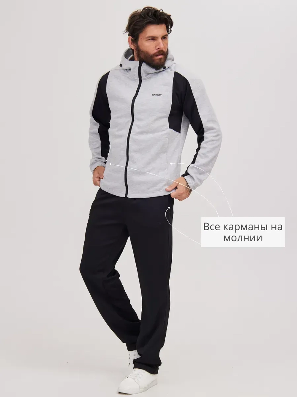 Спортивный костюм с прямыми брюками с капюшоном летний