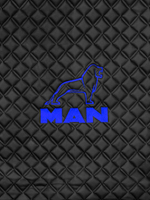 Ковры MAN TGX (автомат, механика) (экокожа, черный, синий кант, синяя вышивка)