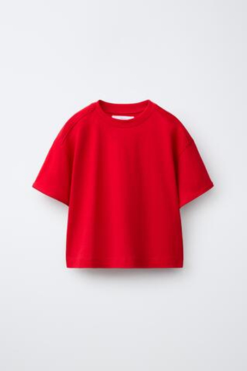 ZARA ОДНОТОННАЯ ФУТБОЛКА, КРАСНЫЙ