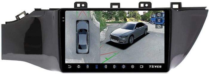 Магнитола для KIA Rio 4, Rio X-Line 2017-2020 (рамка под 9" без кнопки) - Teyes CC3-2K-360 на Android 10, Быстрая, 2K QLED, CarPlay, 4G SIM-слот, 4 камеры в комплекте