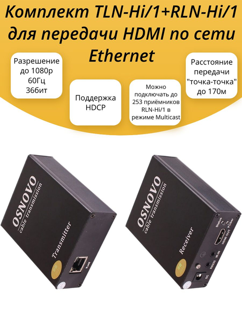 Комплект TLN-Hi/1+RLN-Hi/1 для передачи HDMI по сети Ethernet