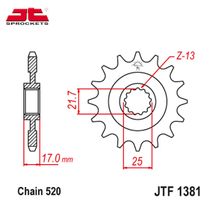 JT JTF1381.16 звезда передняя (ведущая), 16 зубьев