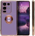 Стильный глянцевый чехол для INFINIX NOTE 50 / 50 PRO с кольцом-подставкой и бархатной подкладкой