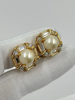 Клипсы с «жемчугом» и кристаллами Nina Ricci